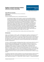 Subject centred learning enables effective tertiary teaching