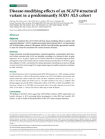 Disease-modifying effects of an SCAF4 structural variant in a predominantly SOD1 ALS cohort