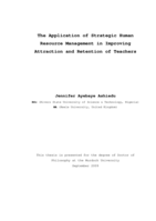 The Application of Strategic Human Resource Management in Improving Attraction and Retention of Teachers