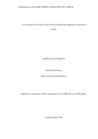 A Case Study of Low-Risk Women's Perceived Decision-Making for Induction of Labour