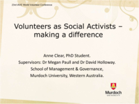Volunteers as social activists – Making a difference