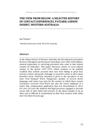 The view from below: A selected history of contact experiences, patjarr, gibson desert, Western Australia