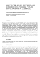 Greywater reuse:  Methods and direction for possible future developments in Australia