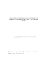 Full-fee paying international students at Murdoch University 1985-1991: a policy case study