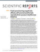 Food-provisioning negatively affects calf survival and female reproductive success in bottlenose dolphins