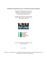 Potential of using poultry litter as a feedstock for energy production
