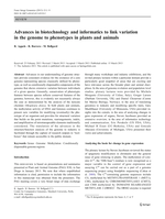 Advances in biotechnology and linking outputs to variation in complex traits: Plant and Animal Genome meeting January 2012