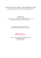 Trust and Money or Value Transfers: A study of the implications of global value conflict generated by UN Security Council Resolution 1373