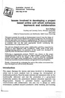 Issues involved in developing a project-based online unit which enhances teamwork and collaboration