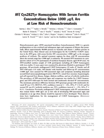 HFECys282Tyr homozygotes with serum ferritin concentrations below 1000 μg/L are at low risk of hemochromatosis