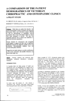 A comparison of the patient demographies of Victorian chiropractic and osteopathic clinics: A pilot study