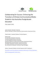 Collaborating for Success: Enhancing the transition of Chinese communication/media students into Australian postgraduate education