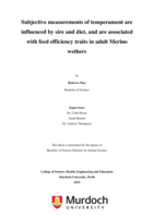 Subjective measurements of temperament are influenced by sire and diet, and are associated with feed efficiency traits in adult Merino wethers
