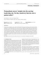 Postgraduate nurses’ insights into the nursing leadership role. Do they intuitively link the role to patient safety?