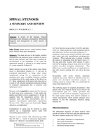 Spinal stenosis: A summary and review