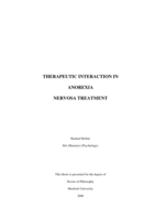 Therapeutic interaction in anorexia nervosa treatment