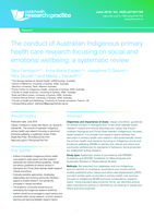 The conduct of Australian Indigenous primary health care research focusing on social and emotional wellbeing: a systematic review