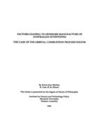 Factors leading to offshore manufacture of Australian inventions: the case of the orbital combustion process engine
