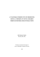 A Vygotskian perspective on promoting critical thinking in young children through mother-child interactions