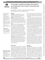On average, a professional rugby union player is more likely than not to sustain a concussion after 25 matches