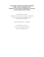 Under which conditions does public participation really advance sustainability goals? Findings of a Meta-Analysis of stakeholder involvement in environmental Decision-making
