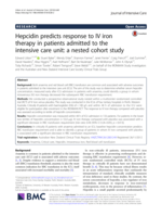 Hepcidin predicts response to IV iron therapy in patients admitted to the intensive care unit: A nested cohort study