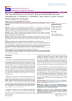 The specialist breast care nurse's role in the identification and minimisation of distress in a members' only, breast cancer focused online support community