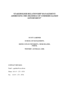 Stakeholder relationship management: managing the dilemmas of commercialised government