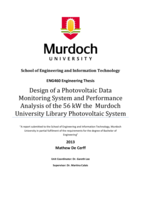 Design of a photovoltaic data monitoring system and performance analysis of the 56KW the Murdoch University Library photovoltaic system