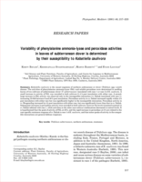 Variability of phenylalanine ammonia-lyase and peroxidase activities in leaves of subterranean clover is determinedby their susceptibility to Kabatiella caulivora