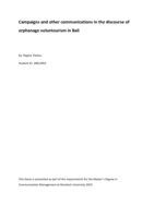 Campaigns and other communications in the discourse of orphanage voluntourism in Bali