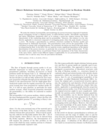 Direct relations between morphology and transport in Boolean models