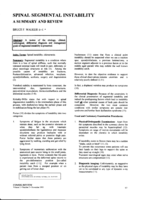 Spinal segmental instability: A summary and review