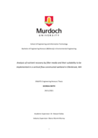Analysis of nutrient recovery by filter media and their suitability to be implemented in a vertical flow constructed wetland in Ellenbrook, WA