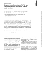 Polymorphisms in wolframin (WFS1) gene are possibly related to increased risk for mood disorders