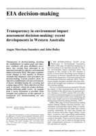 Transparency in environment impact assessment decision-making: Recent developments in Western Australia