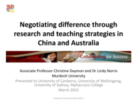 Negotiating difference through research and teaching strategies in China and Australia