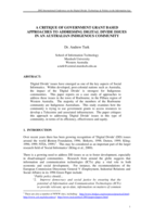 A critique of government grant based approaches to addressing digital divide issues in an Australian Indigenous community
