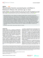 Mitochondria function associated genes contribute to Parkinson’s Disease risk and later age at onset