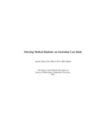 Selecting medical students: an Australian case study