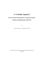 "A veritable Augustus": the life of John Winthrop Hackett, newspaper proprietor, politician and philanthropist (1848-1916)