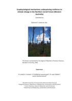 Ecophysiological mechanisms underpinning resilience to climate change in the Northern Jarrah Forest (Western Australia)