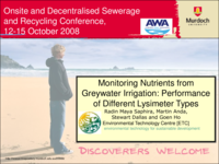 Lysimeter performance in nutrients monitoring from greywater irrigation