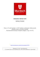 Solitary confinement within juvenile detention centres in Western Australia