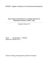 Solar passive architecture as a design element for residential houses in Nasik, India
