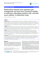 Relationships between post operative pain management and short term functional mobility in total knee arthroplasty patients with a femoral nerve catheter: A preliminary study