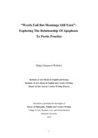 “Words fail but meanings still exist”: Exploring the relationship of apophasis to poetic practice