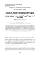 Chemical speciation of environmentally significant metals with inorganic ligands Part 2: The Cu2+-OH-, Cl-, CO32-, SO42-, and PO43- systems