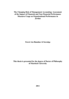 The changing role of management accounting: assessment of the impact of financial and non-financial performance measures usage on organizational performance in  Jordan