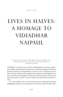 Lives in halves: A homage to Vidiadhar Naipaul